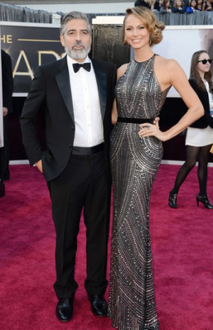 Oscars 2013 - George Clooney in Armani and Stacy Keibler in Naeem Khan